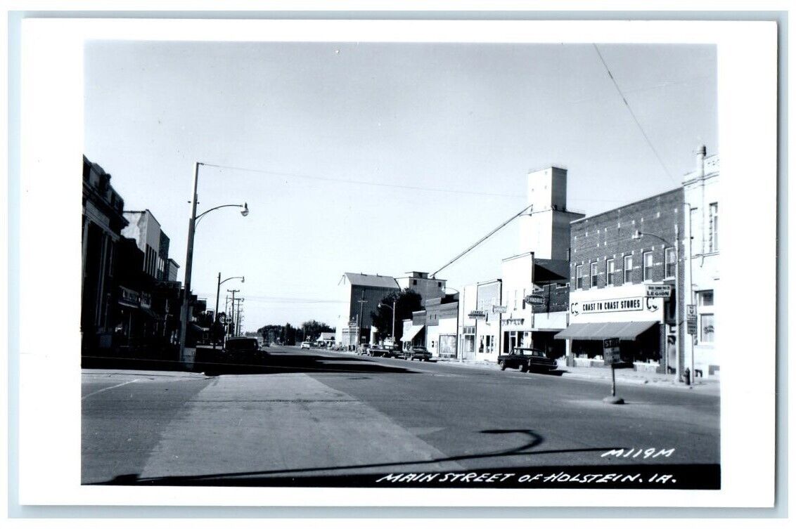 c1950\'s Main Street Cafe Store View Holstein Iowa IA RPPC Photo Postcard