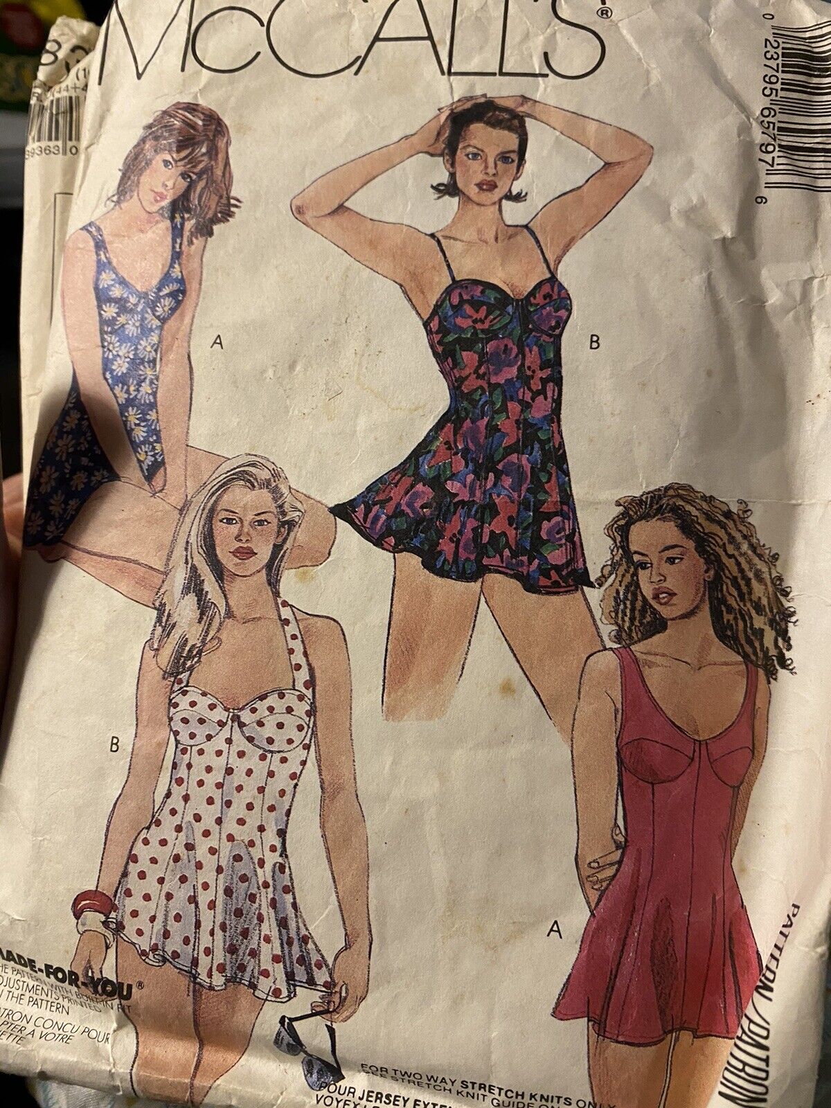 Vintage 1993 McCalls Swimsuit Sewing Pattern 6579 Size 20 Cut and Complete 