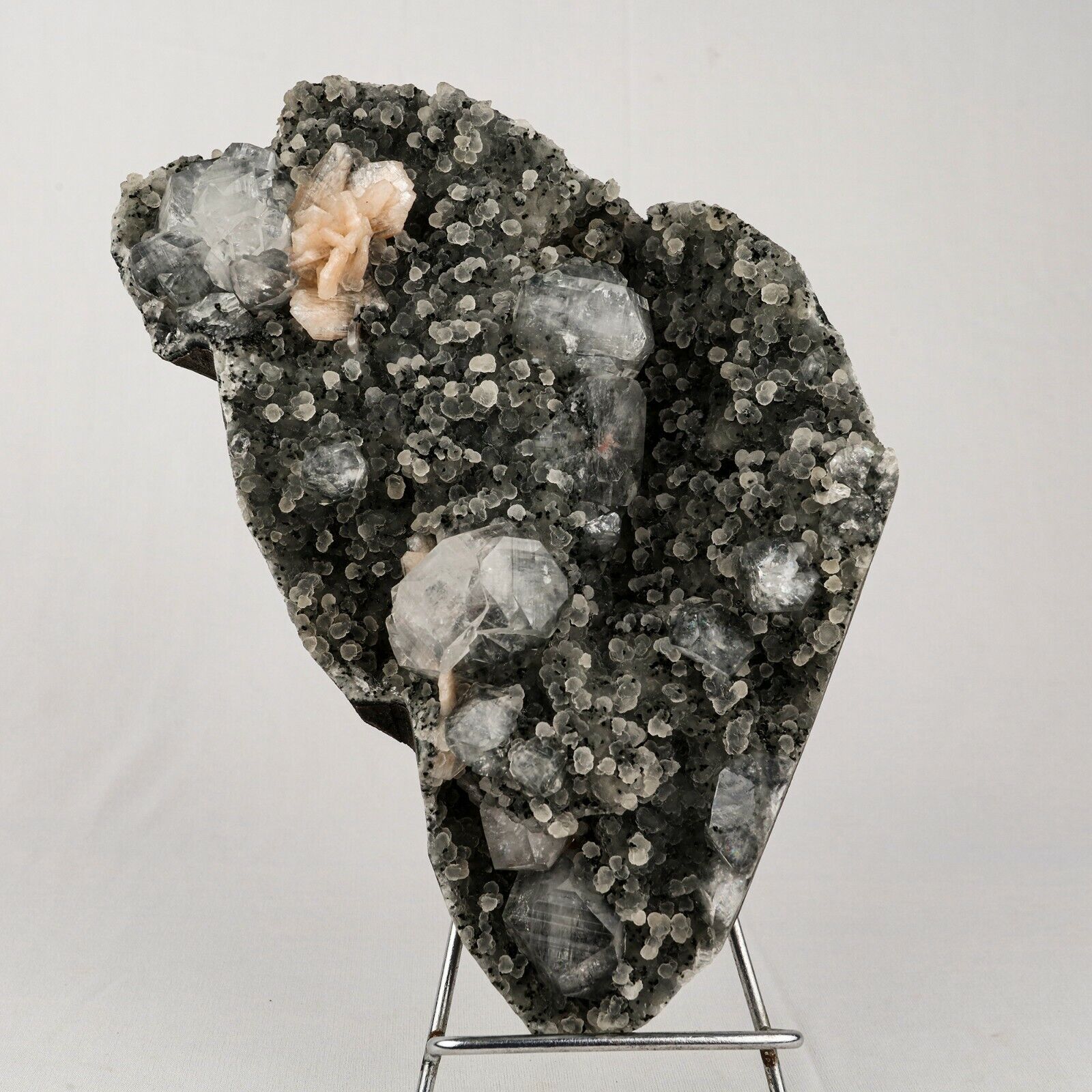 Chalcedony Black with Apophyllite and Stilbite Natural Mineral Specimen # B 5533