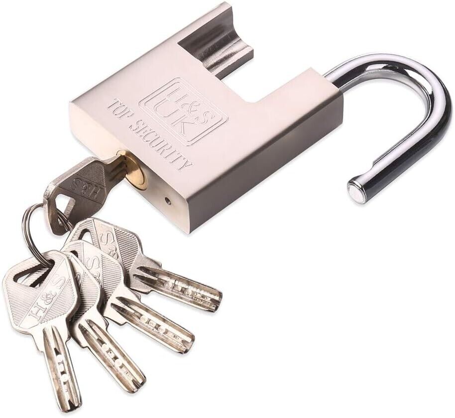 H&S High Security Padlock with Key - 60mm Pad Lock & 5 Keys - Heavy Duty Storage
