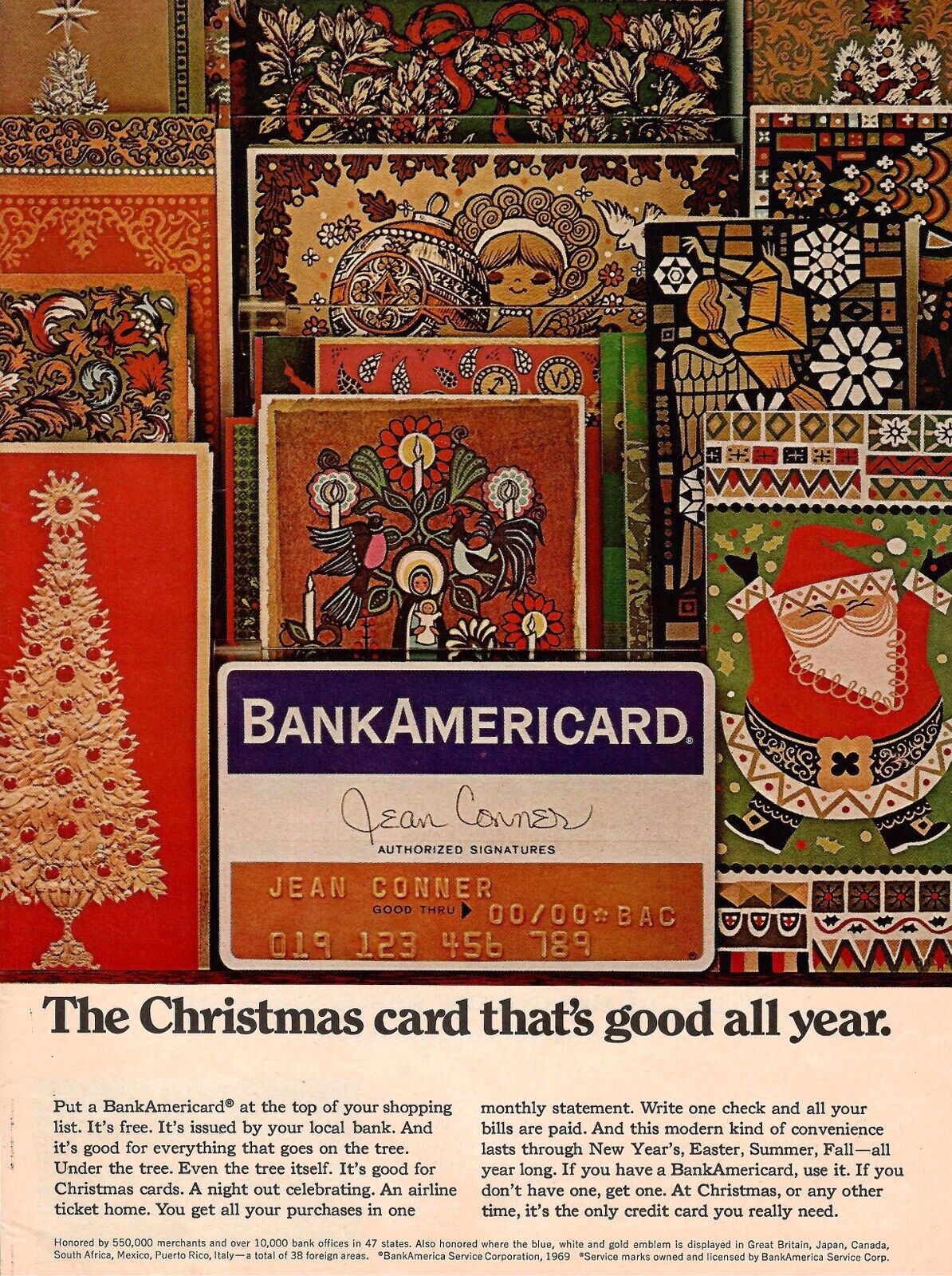 VINTAGE 1969 Bank Americard Credit Card Print Ad