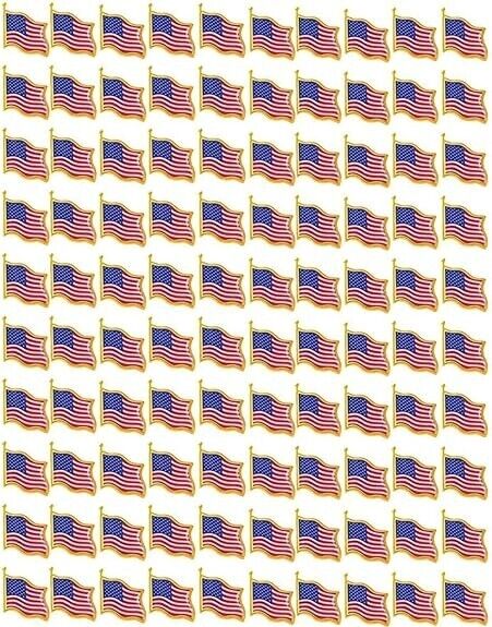 LOT OF 100 AMERICAN FLAG LAPEL PINS 0.75