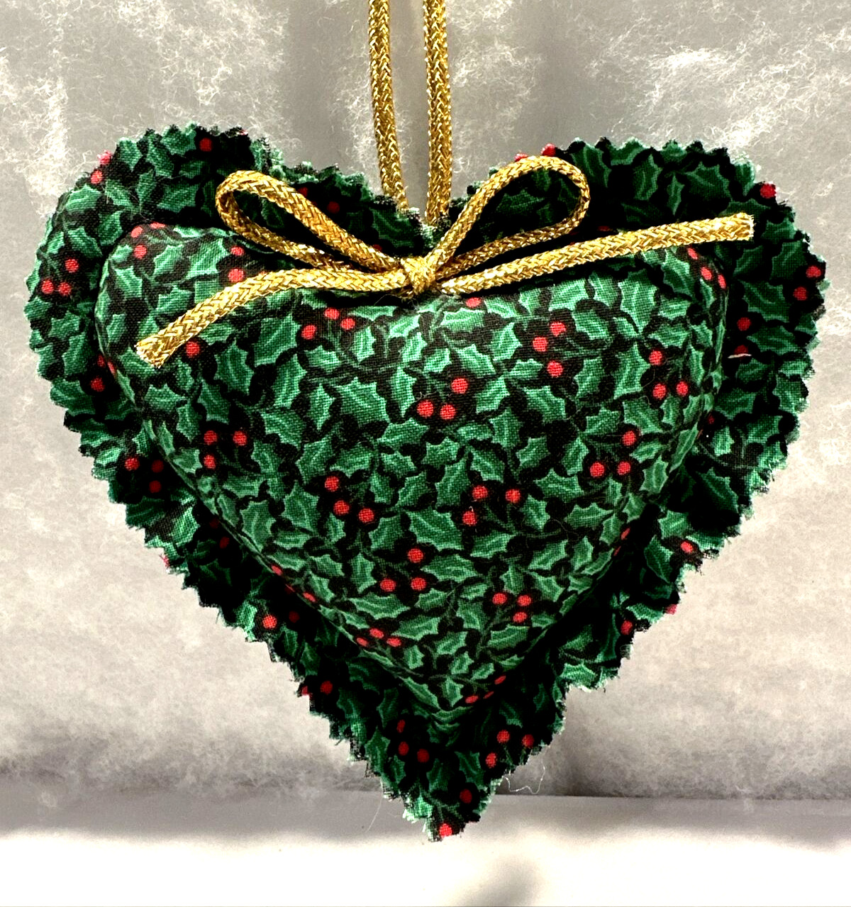 Vintage Handmade Plush HEART Ornament 5\