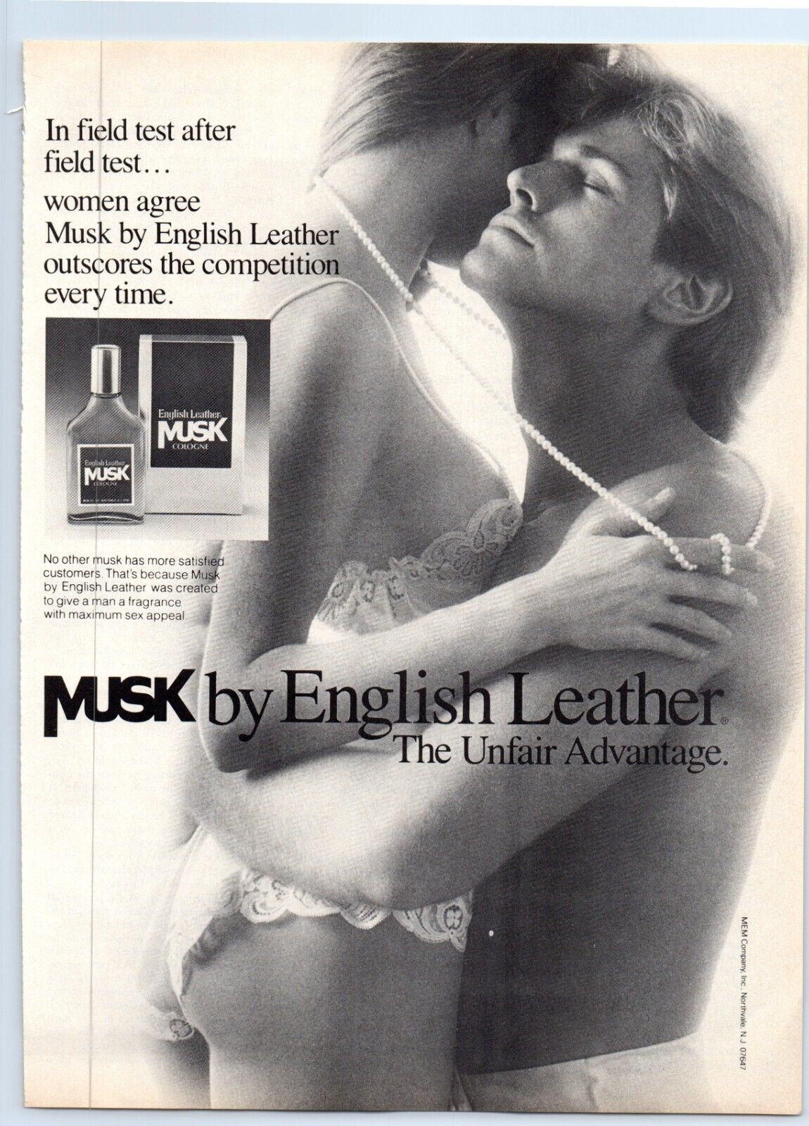 Musk by English Leather Cologne Sexy Woman in Lingerie 1987 Print Ad 8\