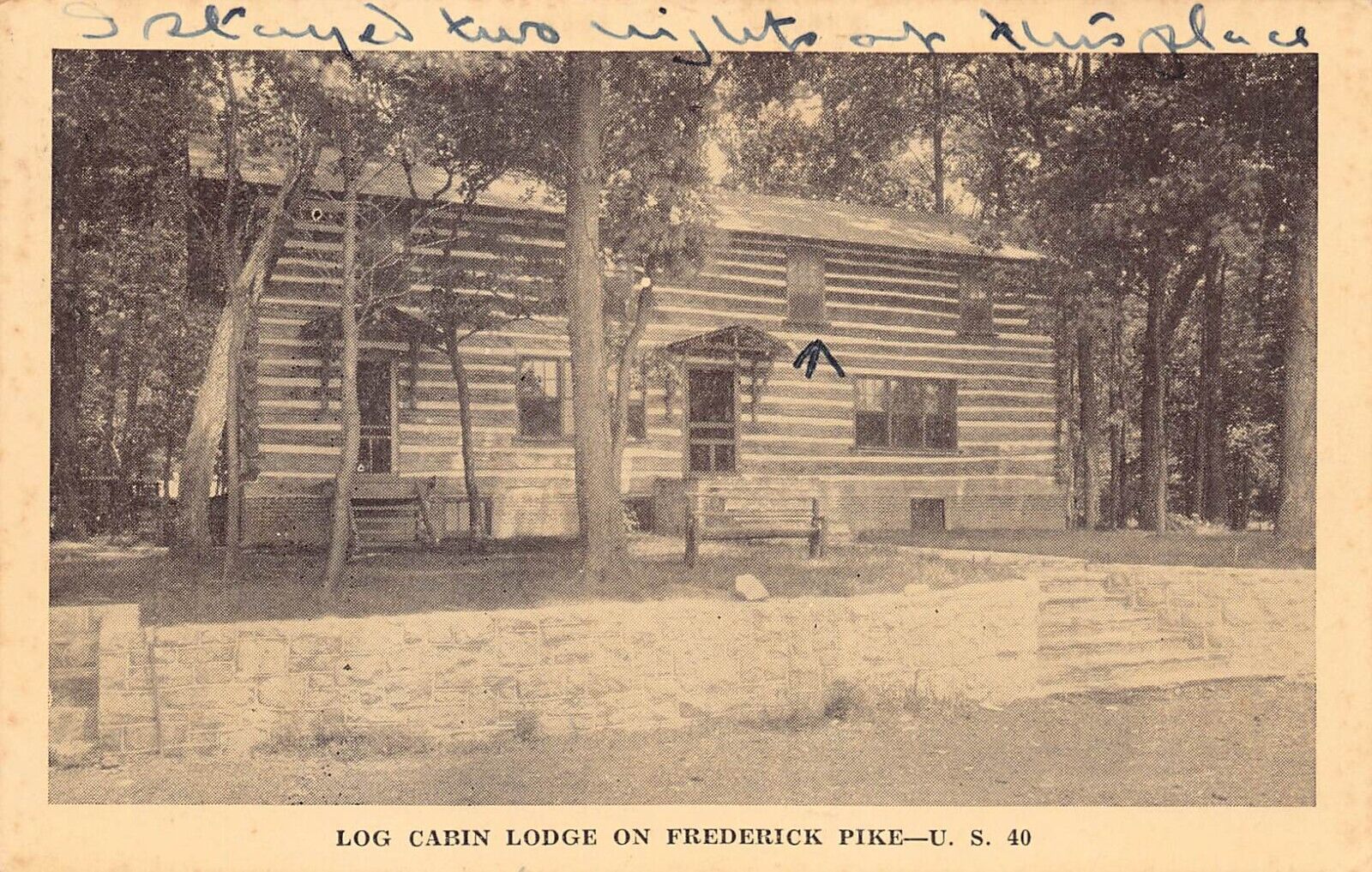 Highland Lodge Fort Detrick MD Maryland Frederick Pike Log Cabin Vtg Postcard C4