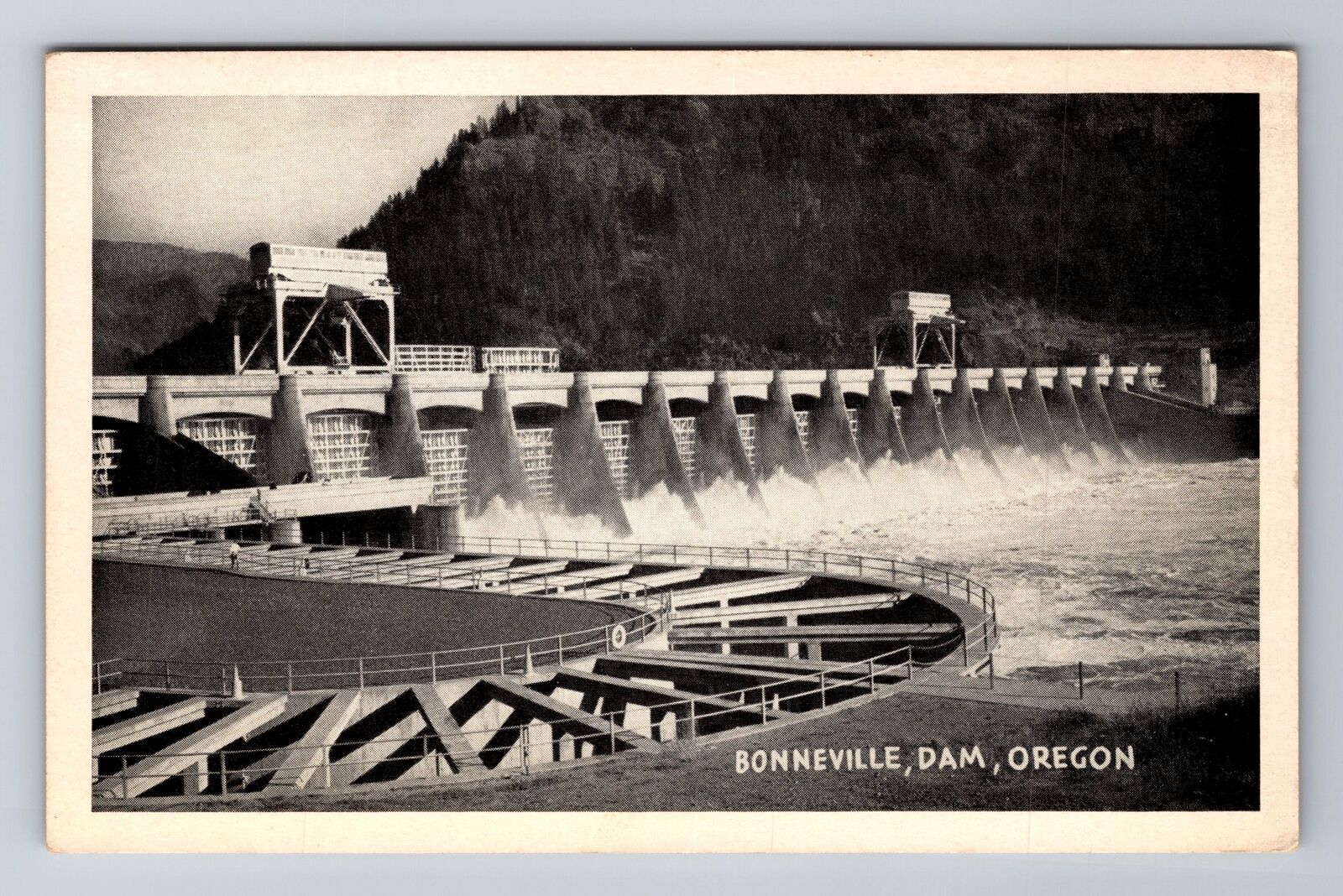 Bonneville OR-Oregon, Aerial Of Dam, Antique, Vintage Souvenir Postcard