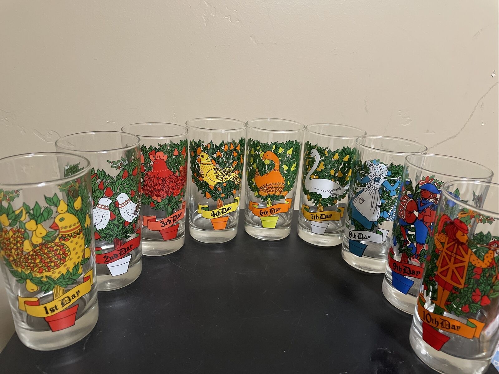 12 Days of Christmas Glass 12 Oz  Tumblers All 12 Glasses 5 1/2”