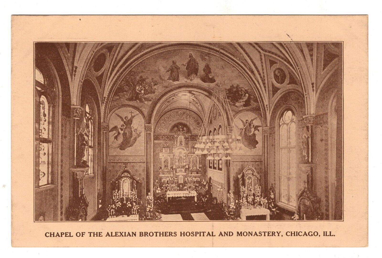 Postcard Chicago IL Alexian Brothers Hospital Chapel Monastery llinois Vintage