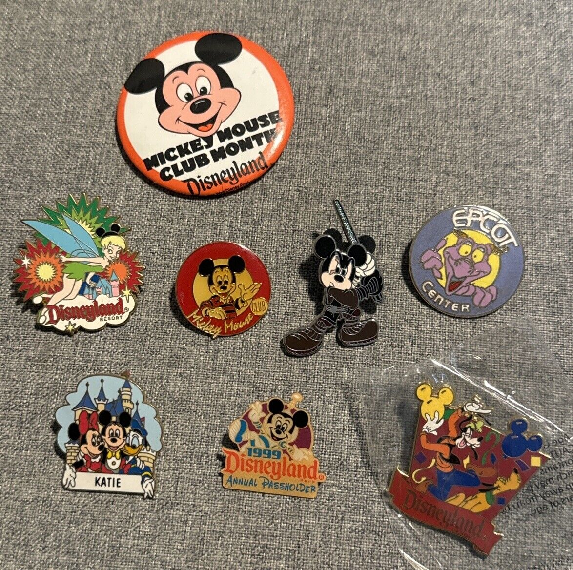 Vintage Pinback Button - Disneyland Pin Collection Lot w/Figment & More