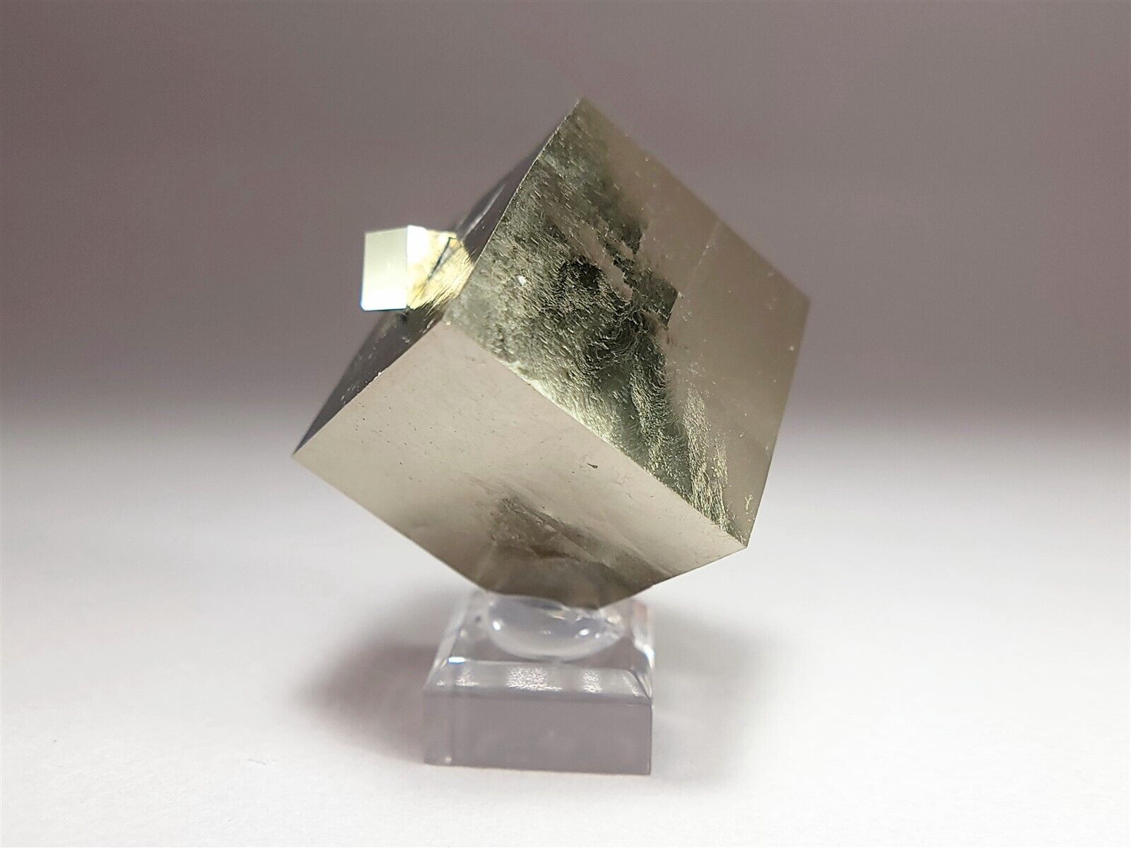 Flawless Natural Pyrite Cube Crystal with Cute Perfect Sidecar