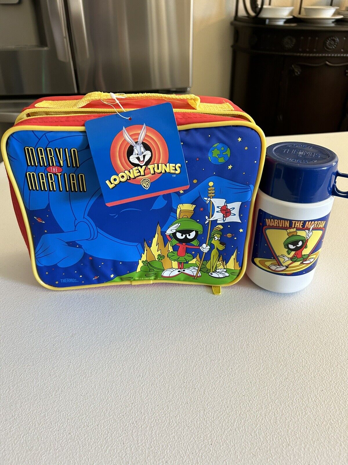 Marvin The Martian Thermos Insulated Lunch Bag With Thermos Vintage Brand New