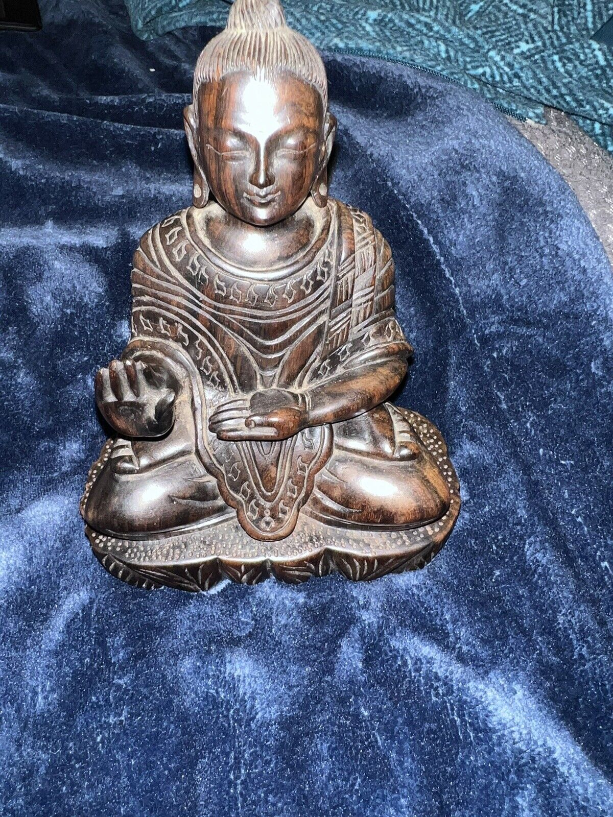 Antique Hand Made Wooden Buddha Piece From India