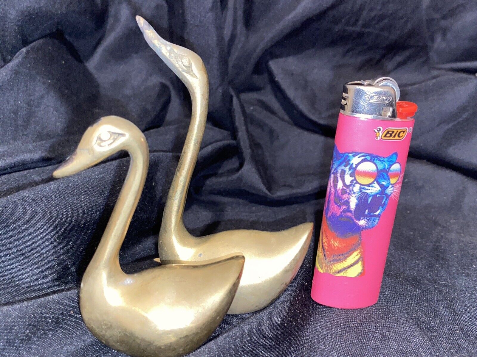 Vintage Brass Swan Set Of 2 4inches 6inches