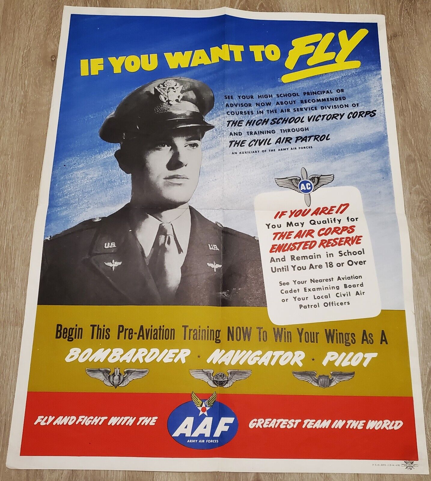 Original World War 2 USAAF Recruitment Poster Army Air Corps WW2