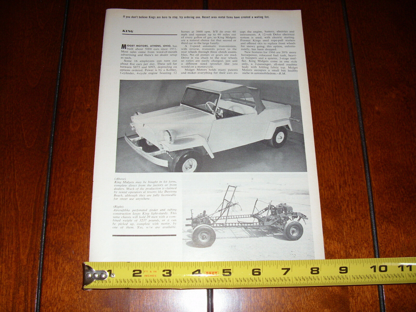 1966 KING MIDGET MOTORS ATHENS OHIO - ORIGINAL VINTAGE ARTICLE
