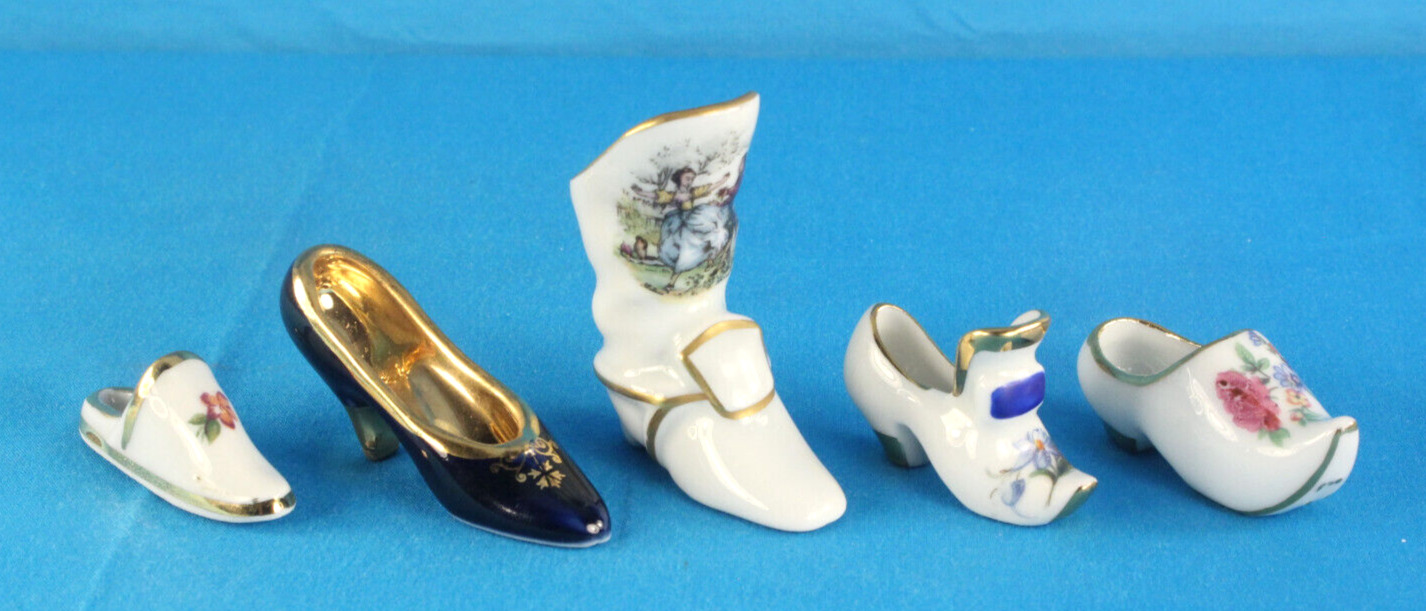 Five Tiny Limoges Porcelain Shoes - Group 4