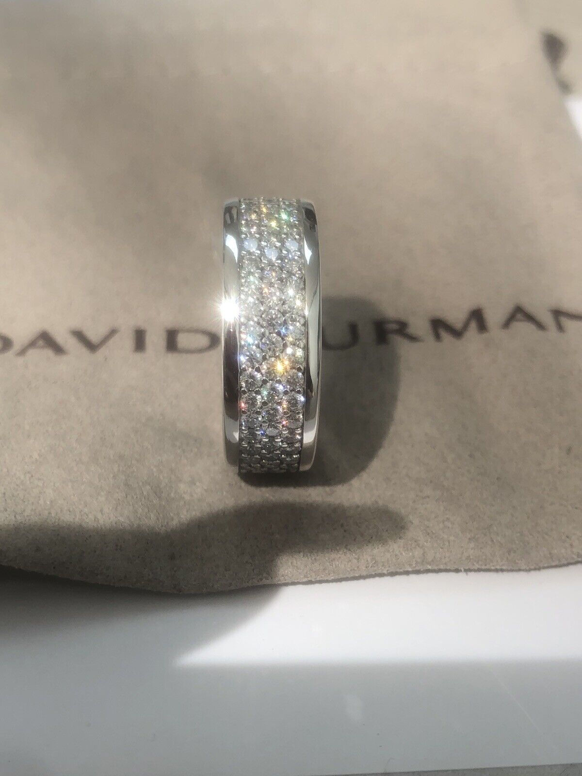 David Yurman Sterling Silver 925 Streamline 3 Row 1.92ct Pave Diamond Ring S 8