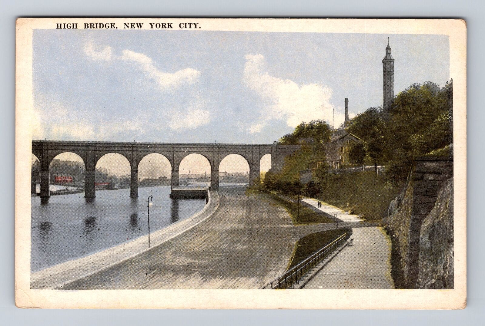 New York City NY, High Bridge, Harlem River, Antique Vintage Souvenir Postcard