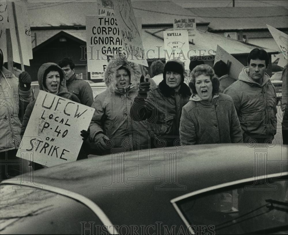 1987 Press Photo Patrick Cudahy Incorporated meatpackers begin their strike