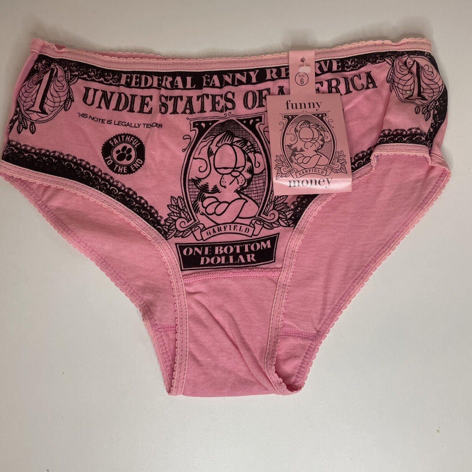 Sweet 1978 GARFIELD  100% Cotton Underwear Panty UNUSED w/ TAGS Funny Money Sz 6