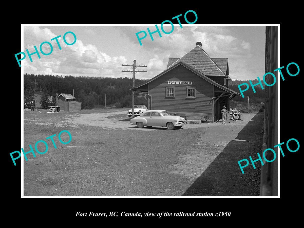 OLD 8x6 HISTORIC PHOTO OF FORT FRASER BC CANADA THE RAILROAD STATION c1950
