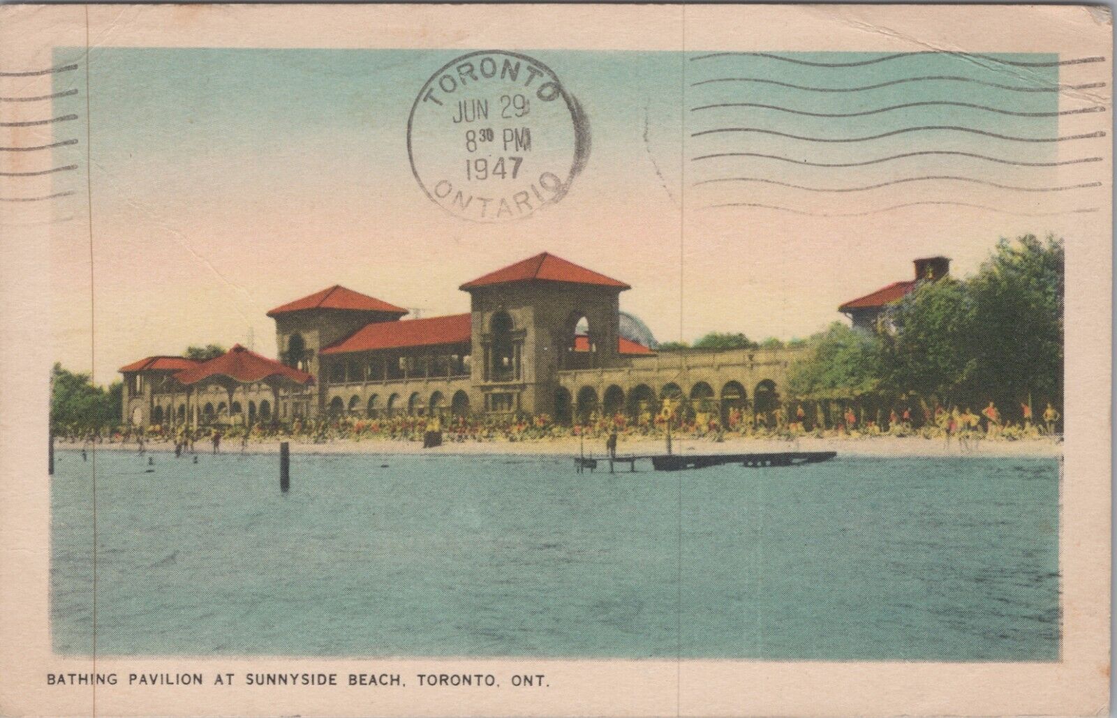 Bathing Pavilion Sunnyside Beach Toronto Canada 1947 PM Postcard 8056.1