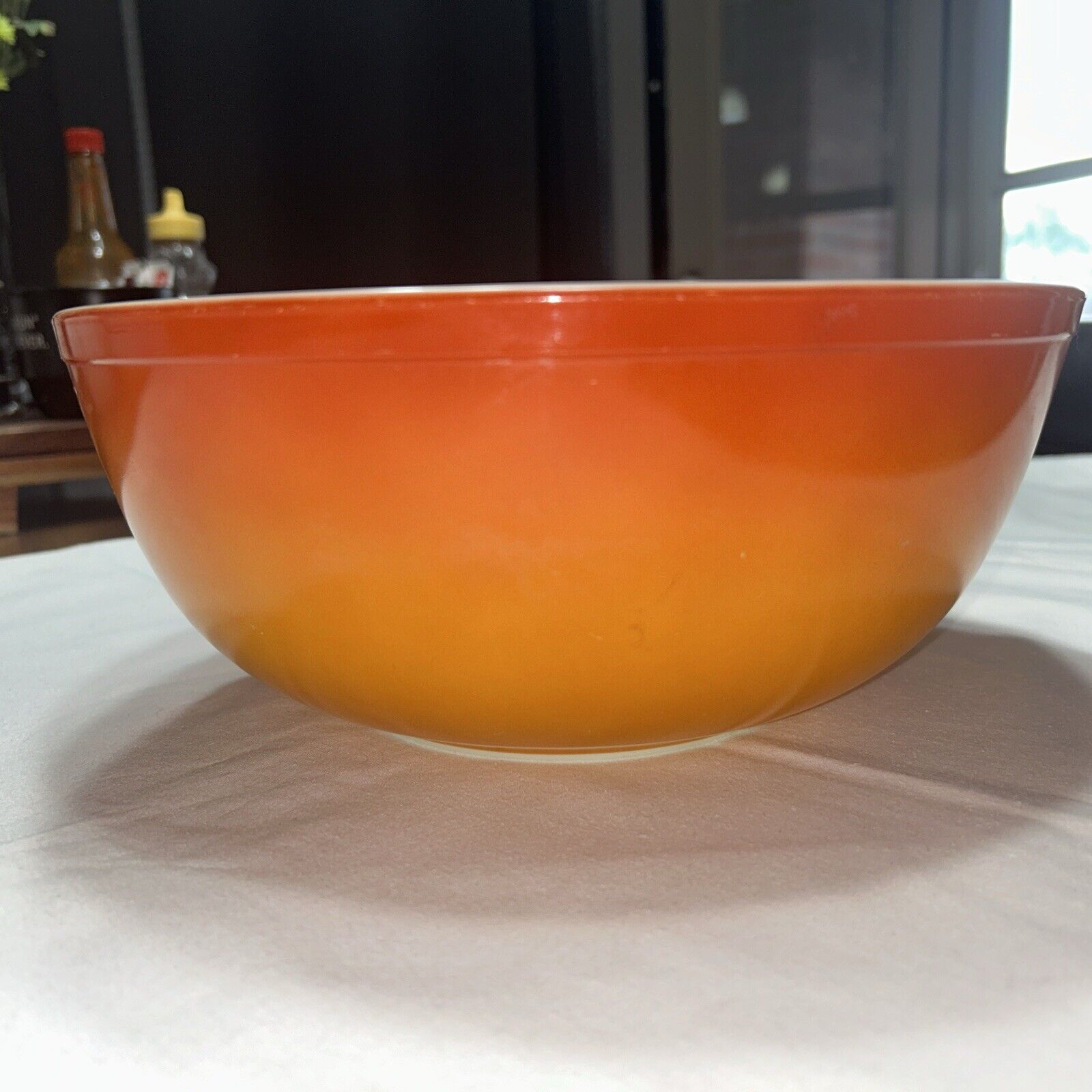 Vintage Pyrex Flame Glo Red Burnt Orange 4 Qt Nesting Mixing Bowl 404