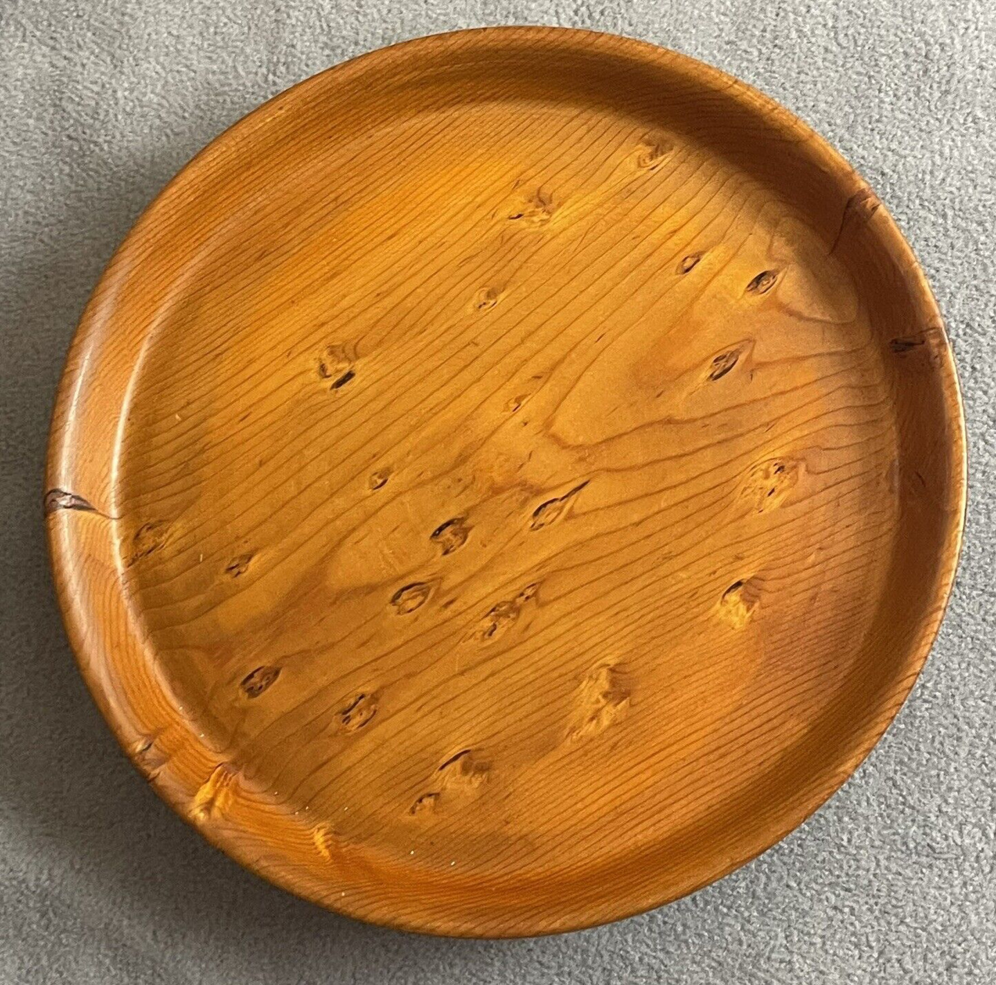 Vintage Hand Turned Wood Tray Knotty Grains 9.5\