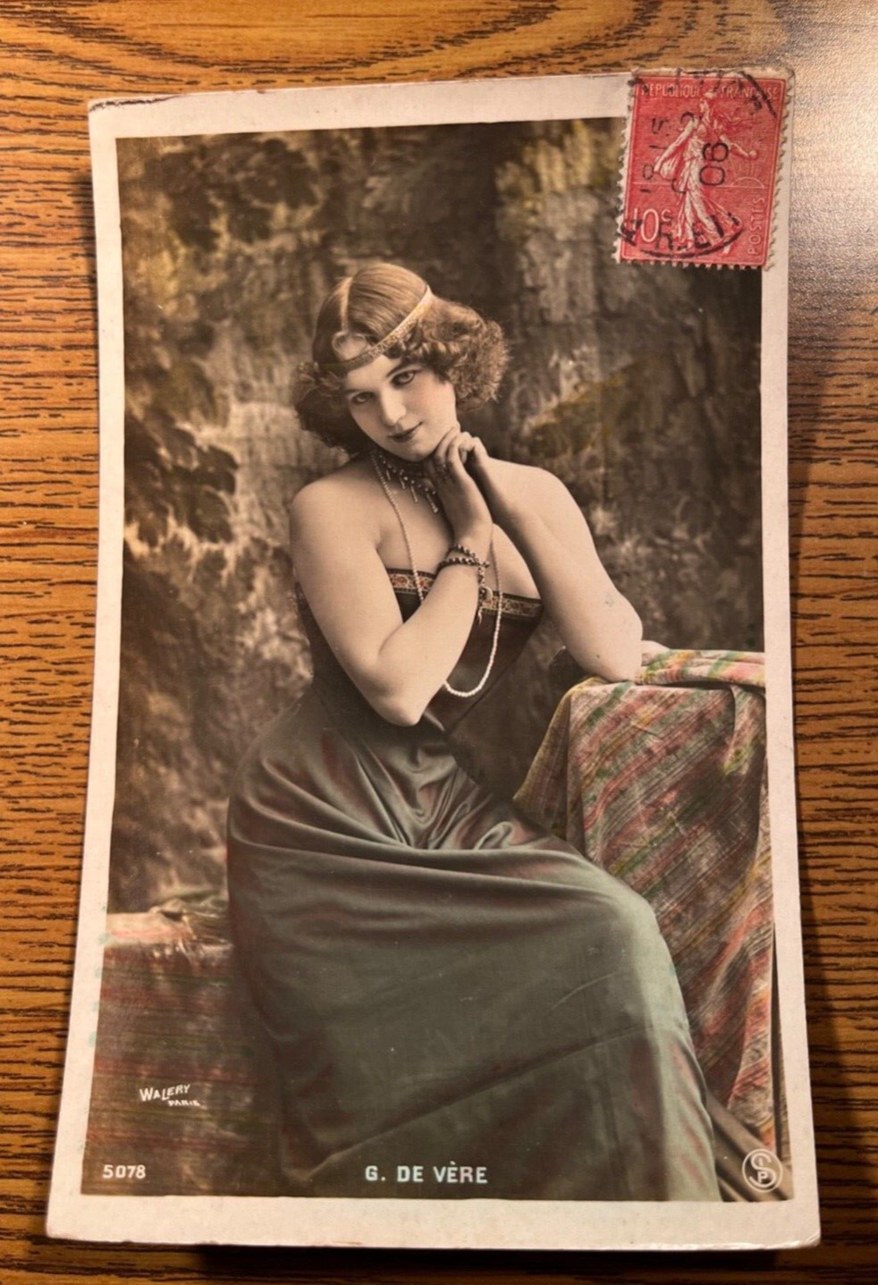 1915 France Risque Walery Paris Color Tinted Photo Postcard Actress G De Vere
