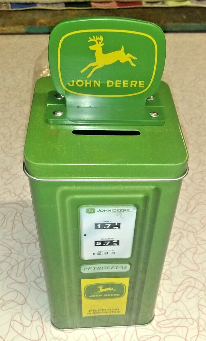 Retro Style 1950\'s John Deere Gas Pump Replica Coin Bank