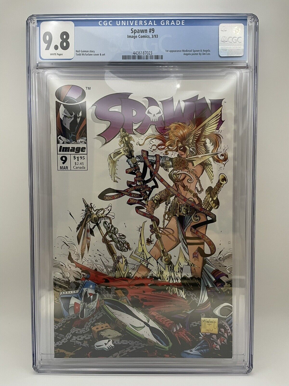 Spawn #9 (1993) CGC 9.8 WHITE PAGES - KEY 1st App. Angela and Medieval Spawn🔥🔑