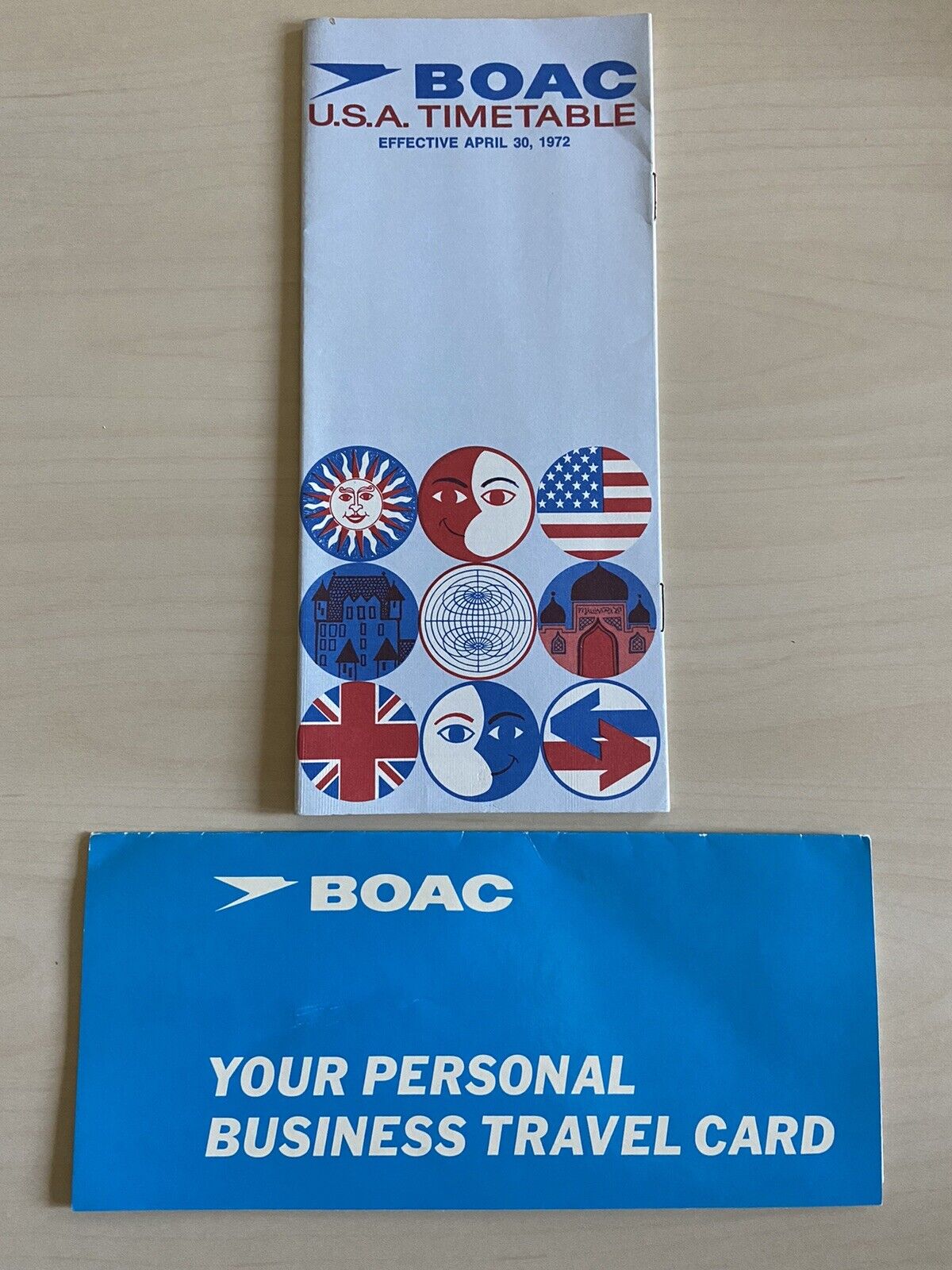 BOAC USA Timetable (April 30, 1972) and Business Travel Card Folder