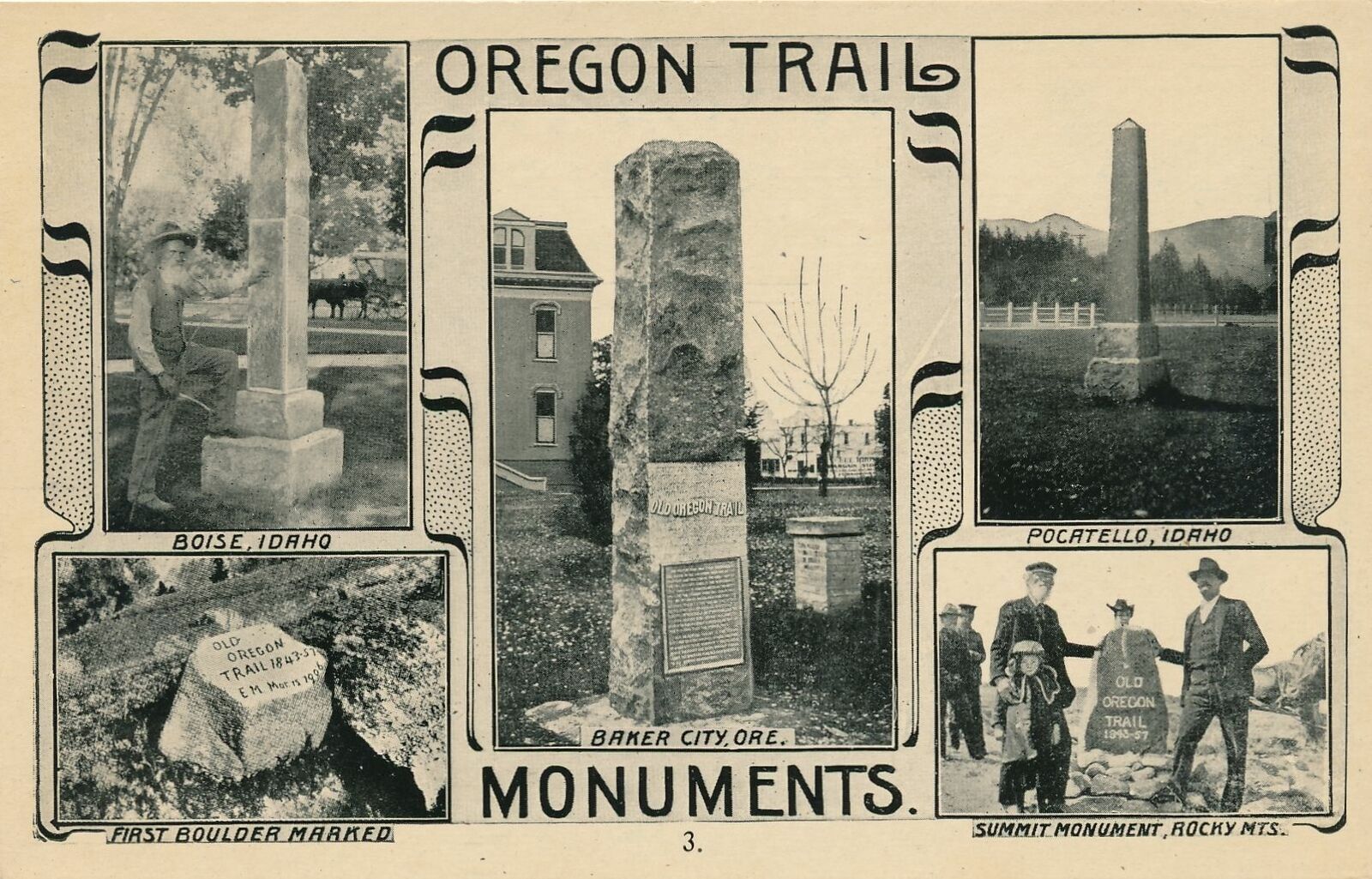 OREGON OR - Oregon Trail Monuments Ezra Meeker Postcard