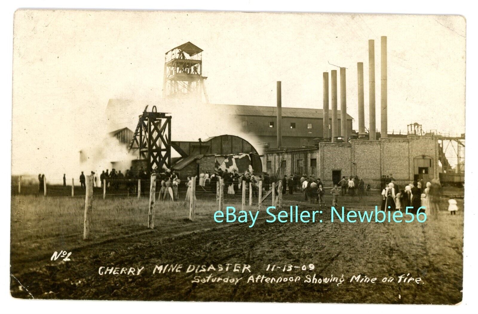 Cherry ILL IL - SATURDAY AFTERNOON FIRE AT MINE DISASTER - RPPC Postcard