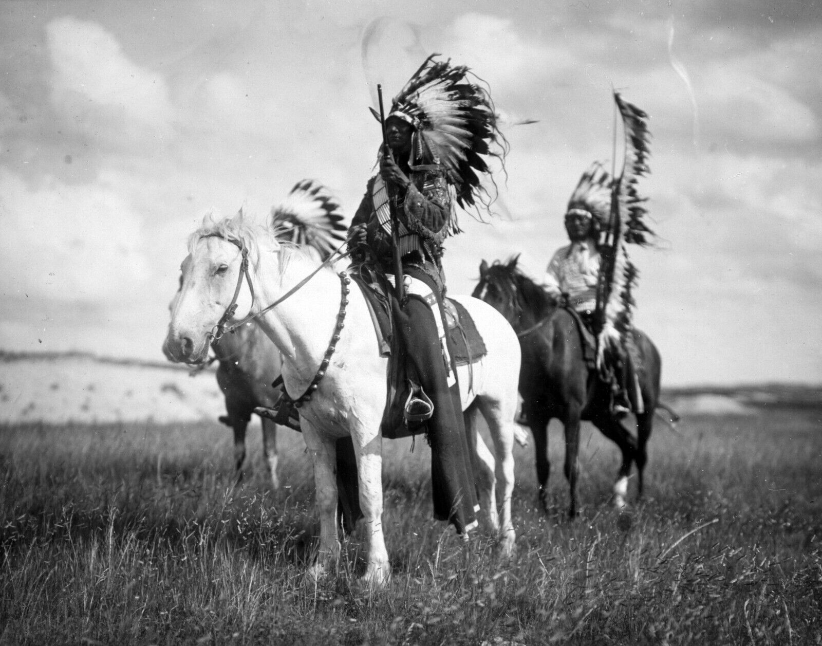 New 8 x 10 Photo of Sioux Chiefs on Horseback - Black & White