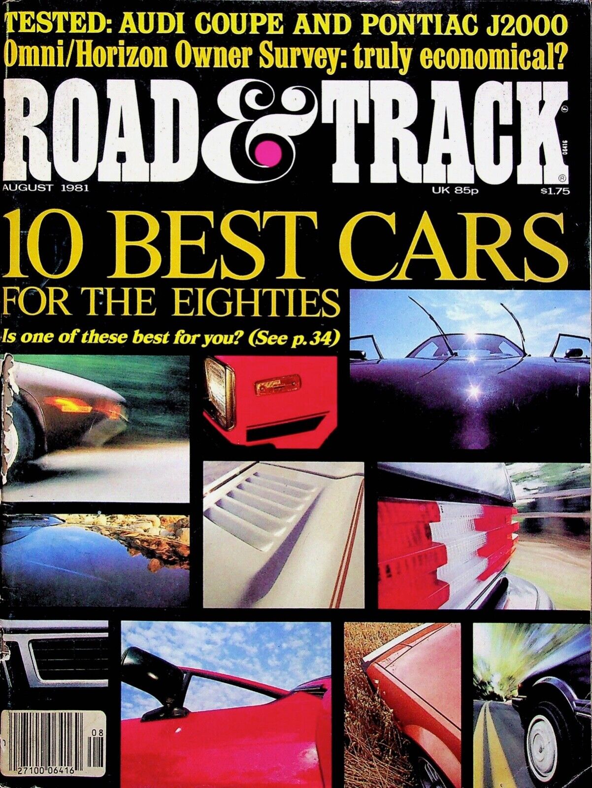 10 BEST CARS  FOR THE EIGHTIES 1980S  - ROAD & TRACK Magazine -  AUG 1981 USA