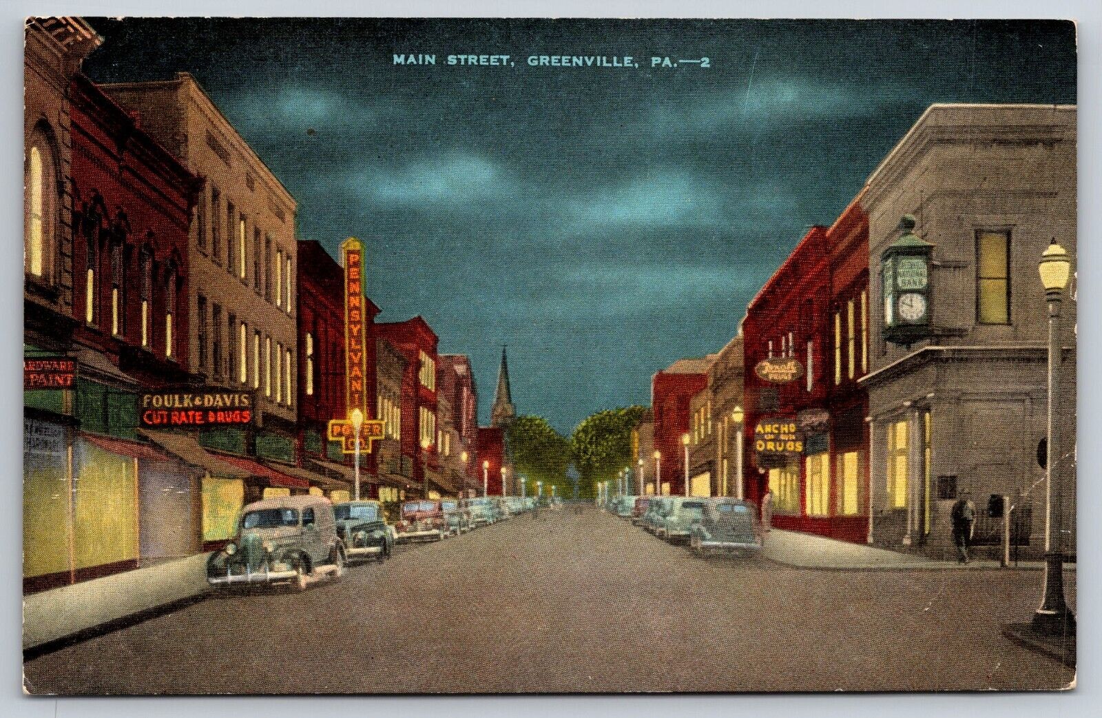 Postcard - Main Street, Greenville, PA