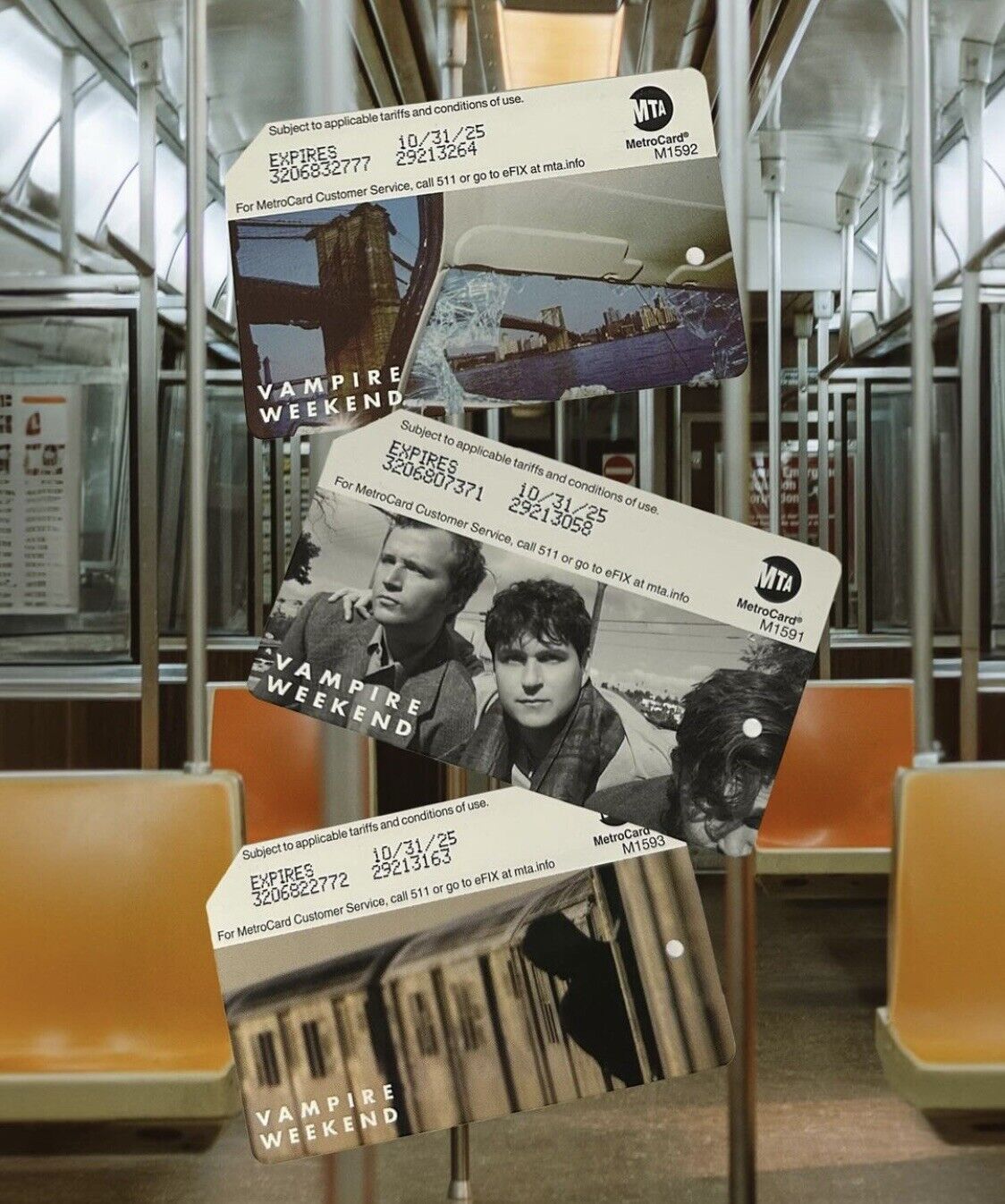 Vampire Weekend Only God Was Above Us Limited Edition Metrocard Full 3 Card Set