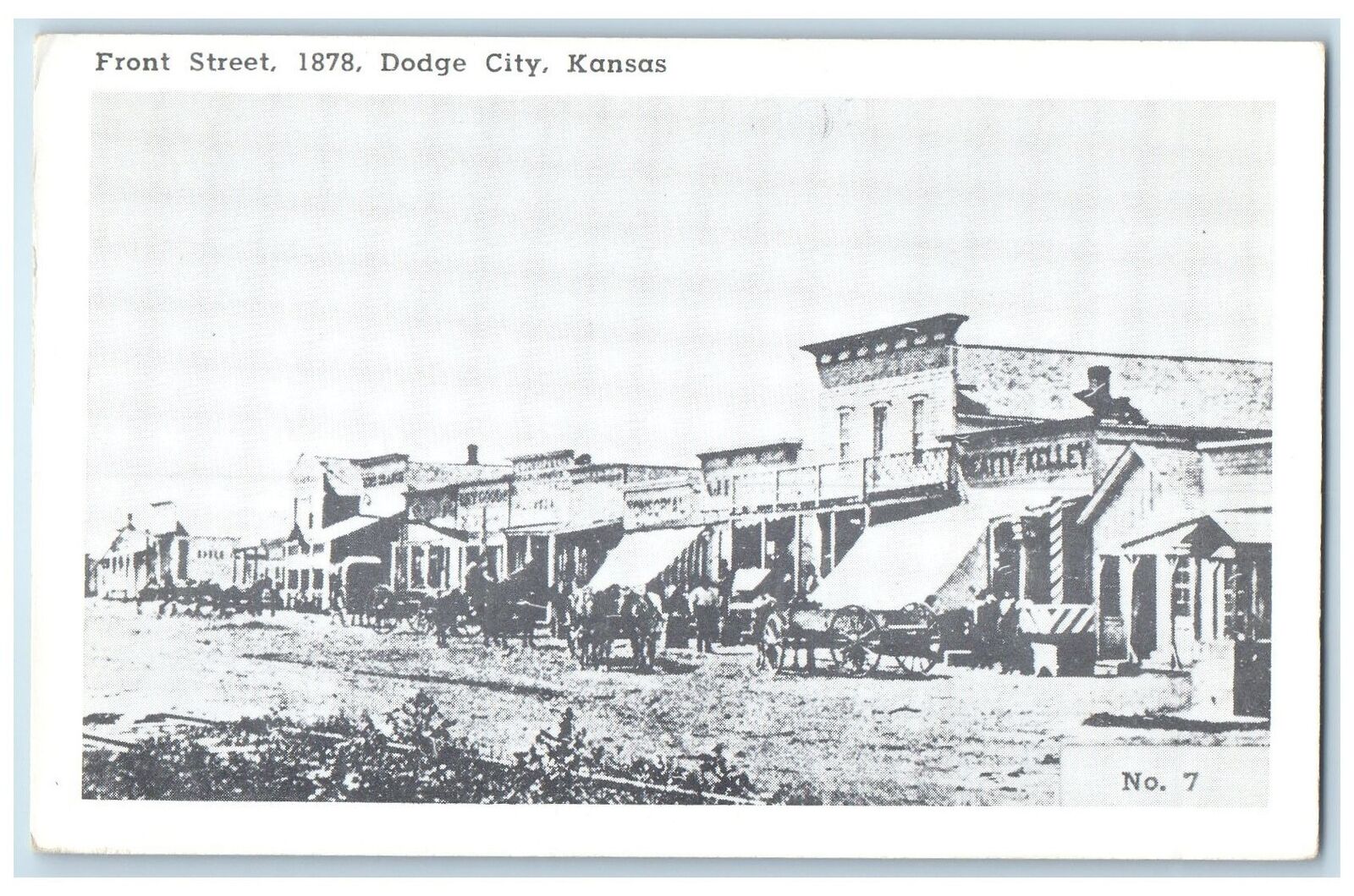 c1920\'s Front Street 1878 Dirt Road Horse Carriage Dodge City Kansas KS Postcard