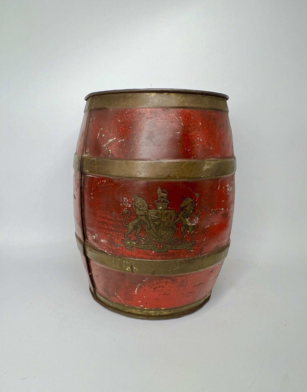 Antique 1800s J & J Colman Mustard Tin Store Display Advertising Barrel To King