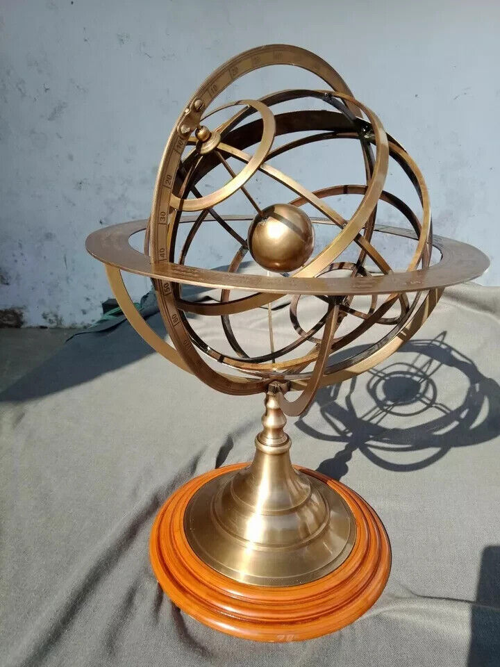 Antique Large Fully Brass Armillary Sphere Engraved Nautical rashi Astrolabe