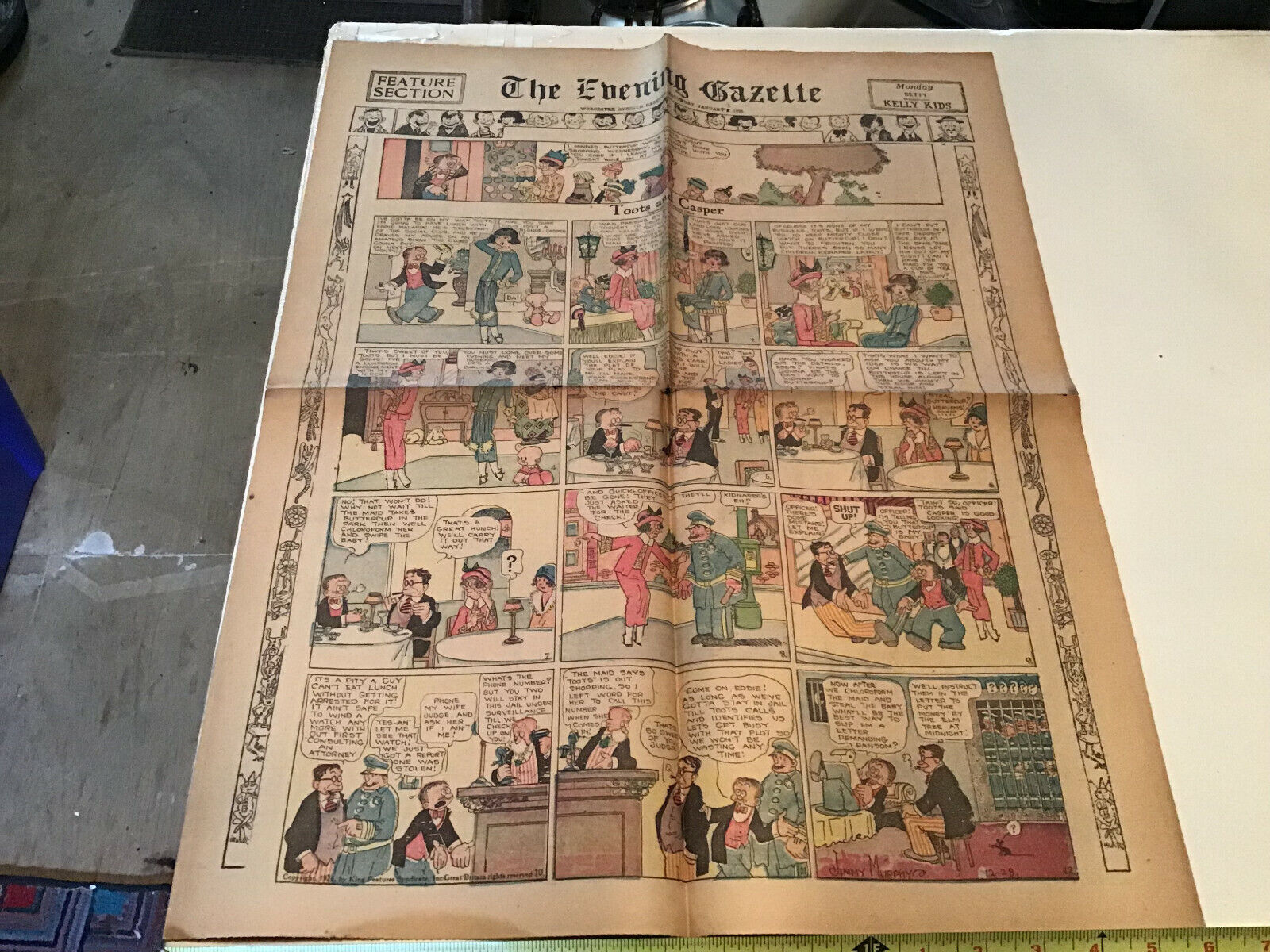 Jan 3, 1925 The Evening Gazette full comics: TOOTS and CASPER & PETER RABBIT