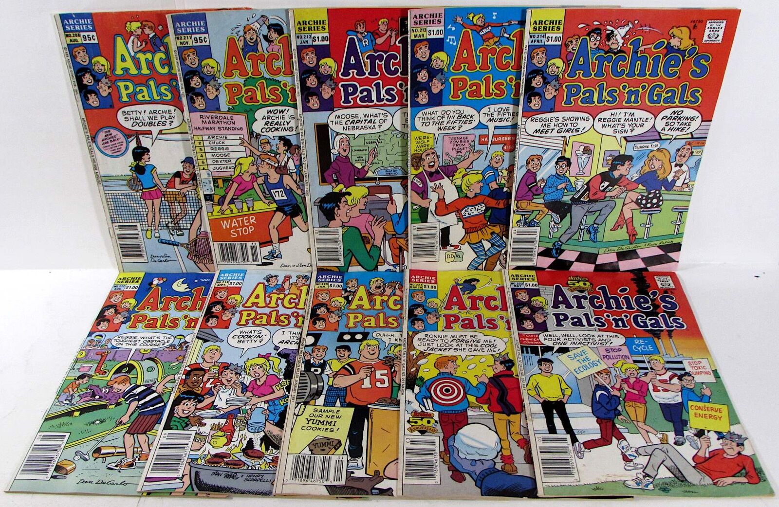 Archie Lot 10 #208, 211, 212, 213, 214, 217, 218, 220, 221, 222 1990 Comics