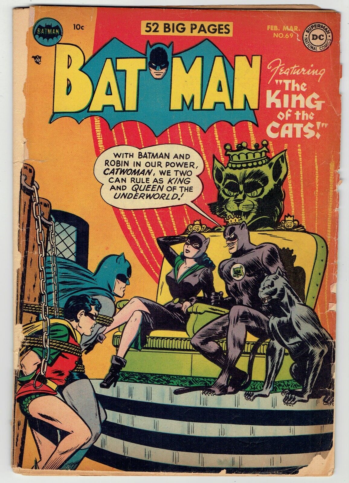 BATMAN #69 (1952) CLASSIC CATWOMAN 1st KING OF CATS COVER DETACHED NO BACK COVER