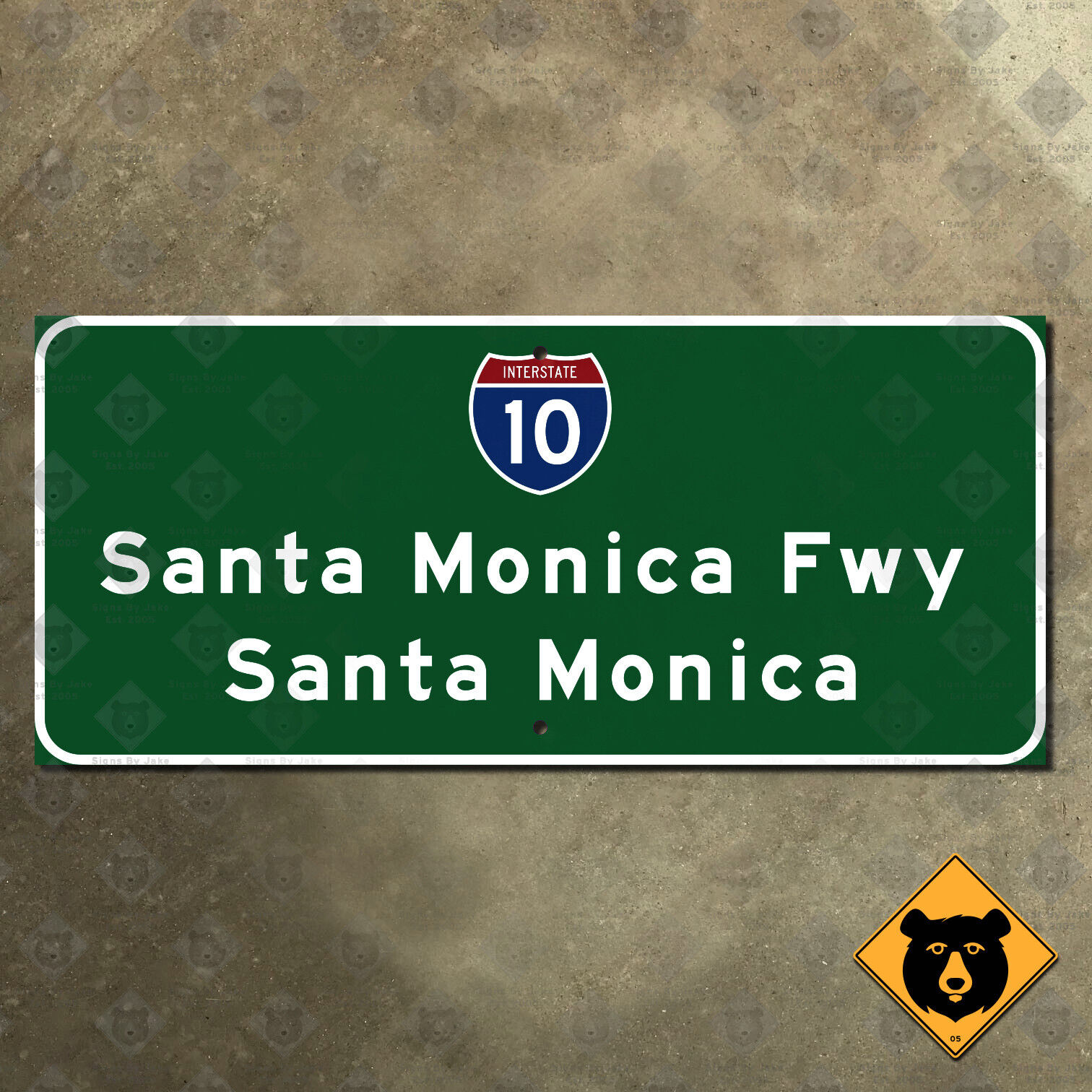 California I-10 Santa Monica Freeway road highway guide sign 1959 LA 18x8