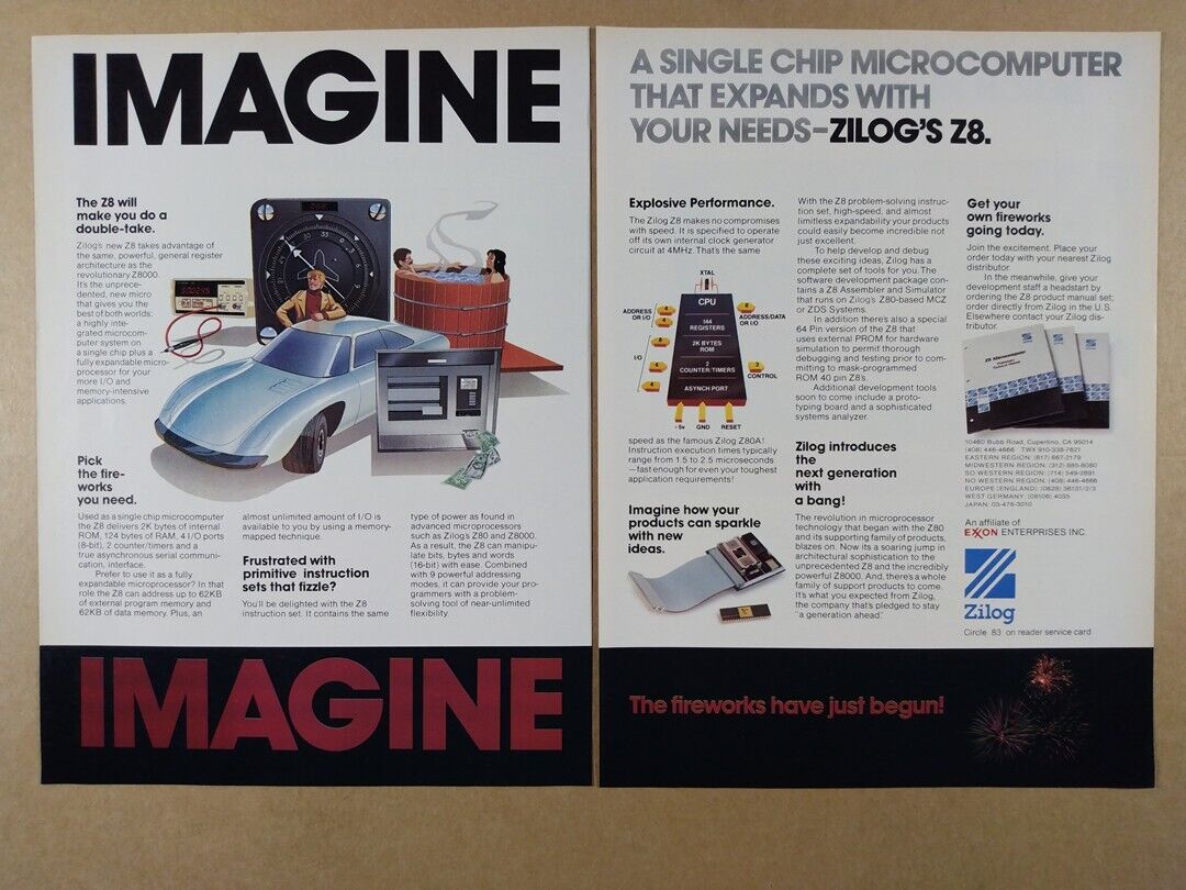 1979 Zilog Z8 Single-Chip Microcomputer vintage print Ad