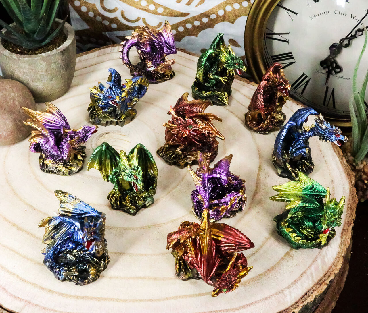 Ebros Medieval Renaissance Set of 12 Miniature Dragon in Different Poses 2\