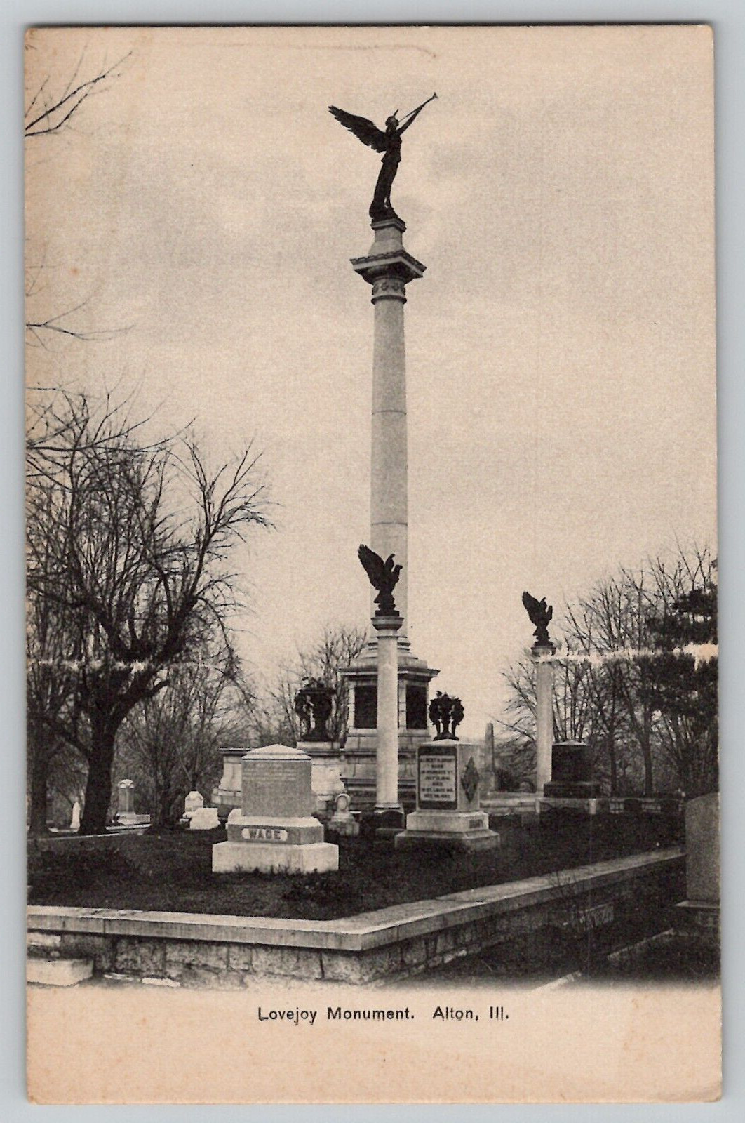 1900’s Elijah P Lovejoy Monument Alton IL Vintage Postcard Abolitionist Unused