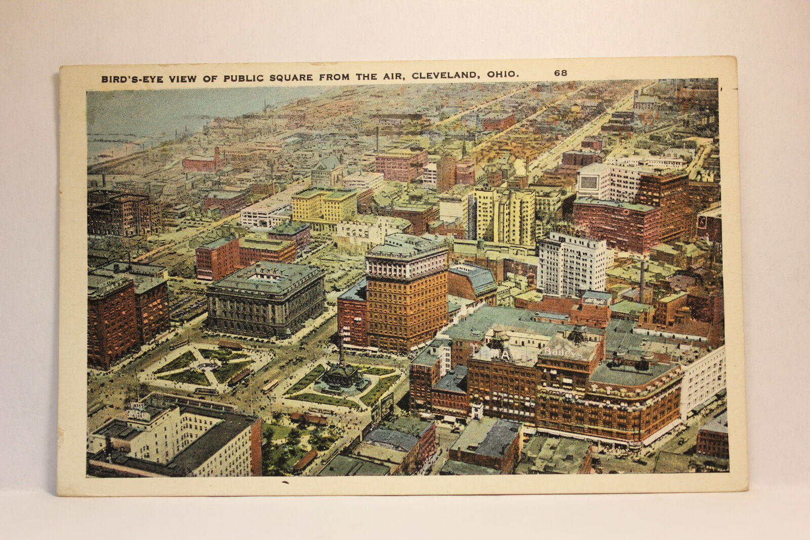 Postcard Birds Eye View Of Public Square From The Air Cleveland OH L29
