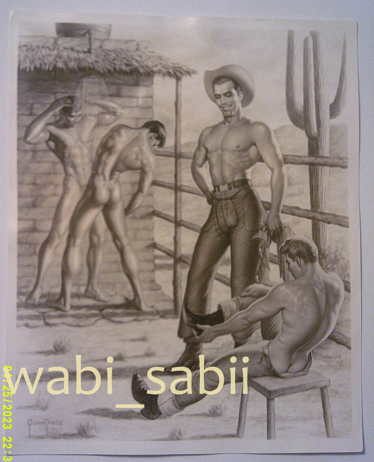 1953 SUNSET 8x10 QUAINTANCE vtg Bathing Cowboys wet muscle Male Beefcake Gay Art